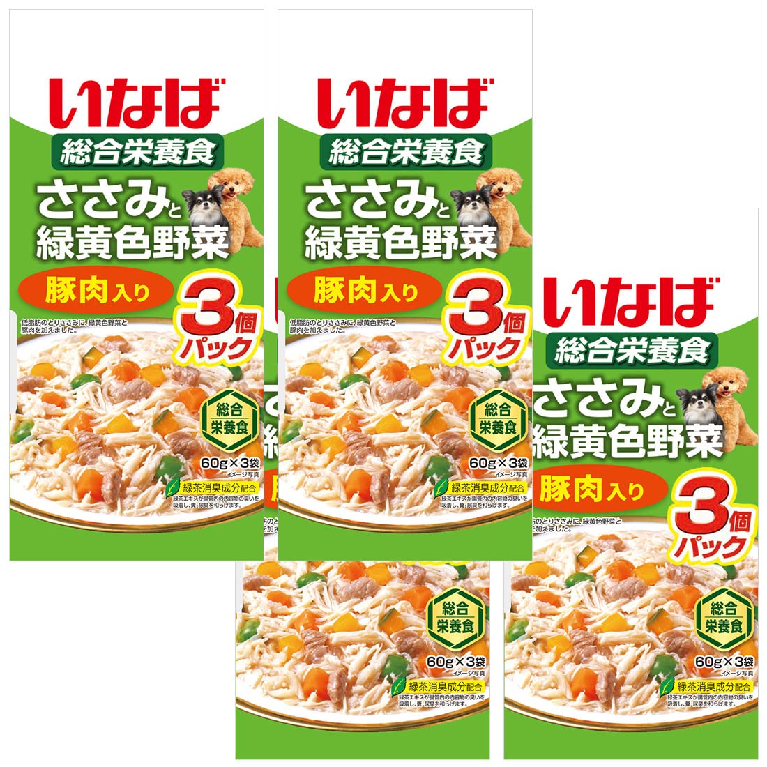 Amazon.co.jp: いなば ささみと緑黄色野菜 豚肉入り 60g×3袋 4個セット