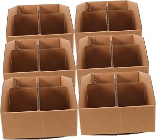 OSALADI 6 Pack Cardboard Shelf Bins with Divider, Stackable Storage Boxes