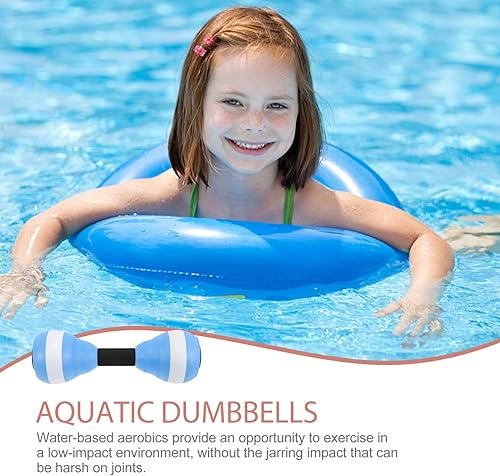Miniatura 7 de SEWACC 1 par de mancuernas para ejercicio acuático, ejercicio aeróbico acuático, mancuernas flotantes, barras de mano EVA para ejercicios de