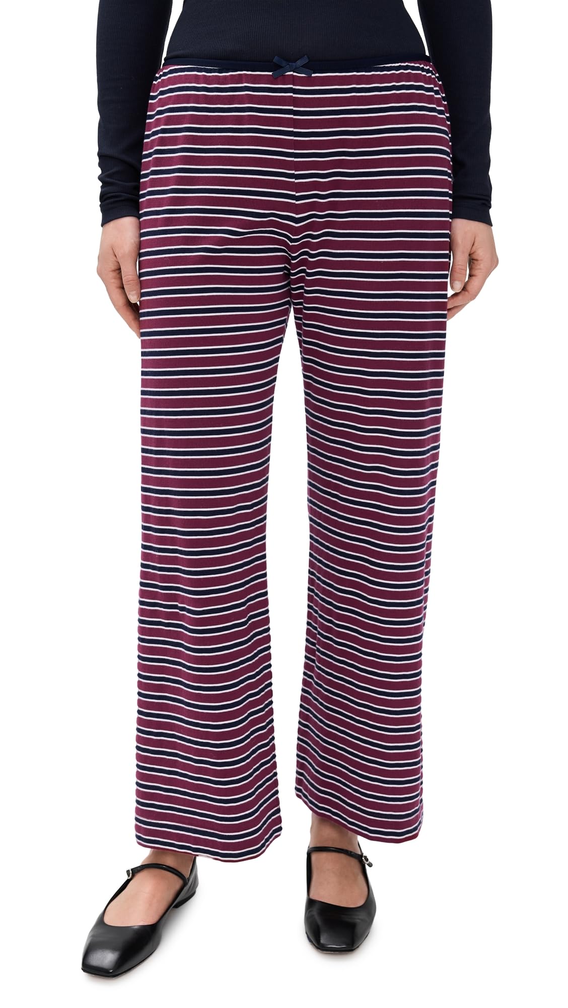 DONNI Womens The Stripe Jersey Bow Simple Pants