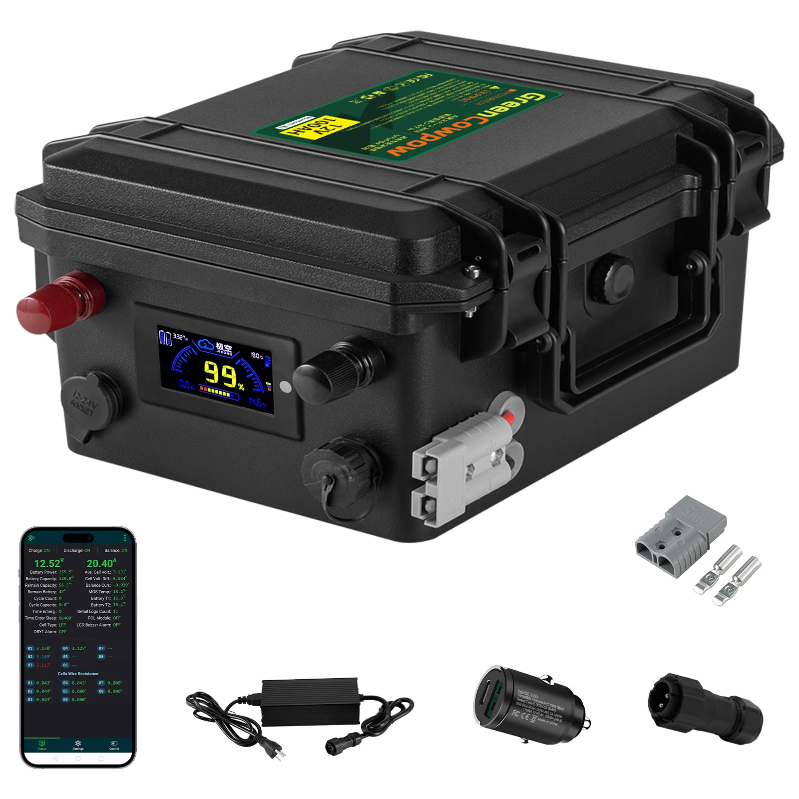 Amazon.co.jp: GreenCowpow 12V 100Ah リン酸鉄リチウムバッテリー