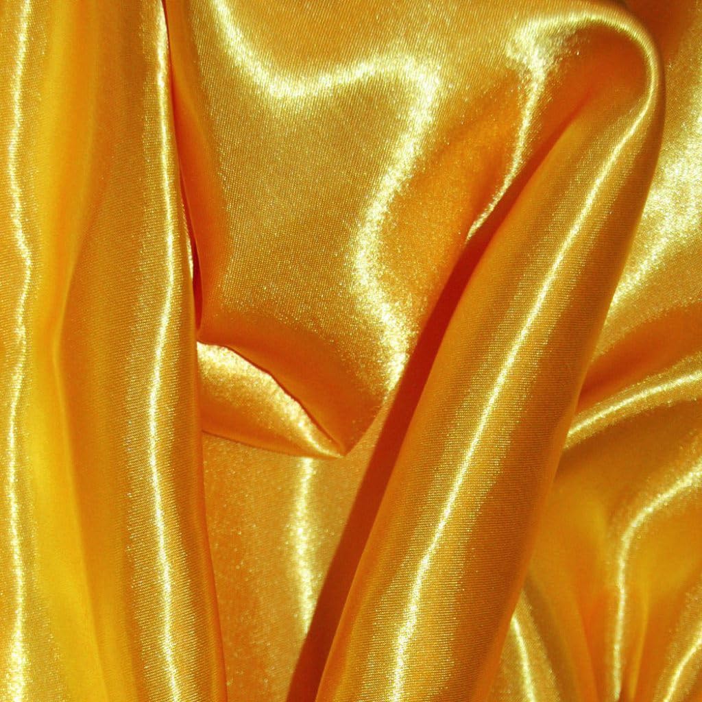 CQL Satin Fabric by The Metre – 60 Inch Wide Satin Roll for Wedding Dresses, Bespoke Tailoring & Decoration Projects – Soft, Smooth, Silk-Like Finish(Yellow,5 Metre) — image 1