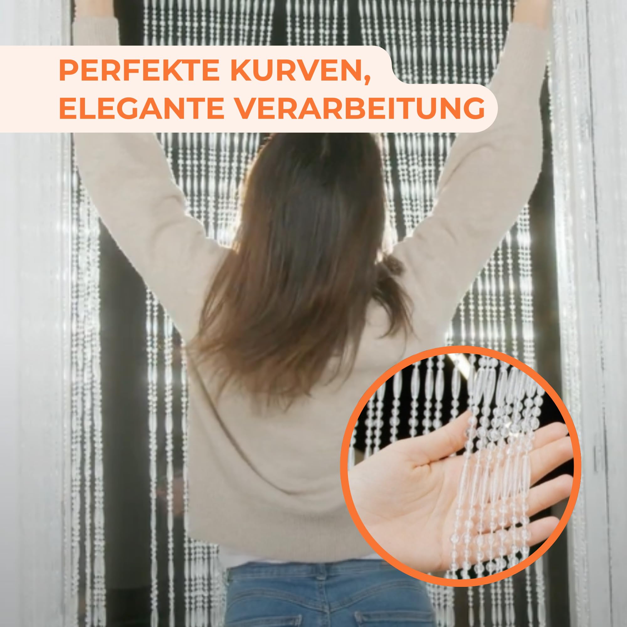 Trente Perlenvorhang Verschiedene Größen und Farben, Balkontür Fliegengitter, Insektenschutz Perlen, Fliegenvorhang Transparent 100 x 230 cm