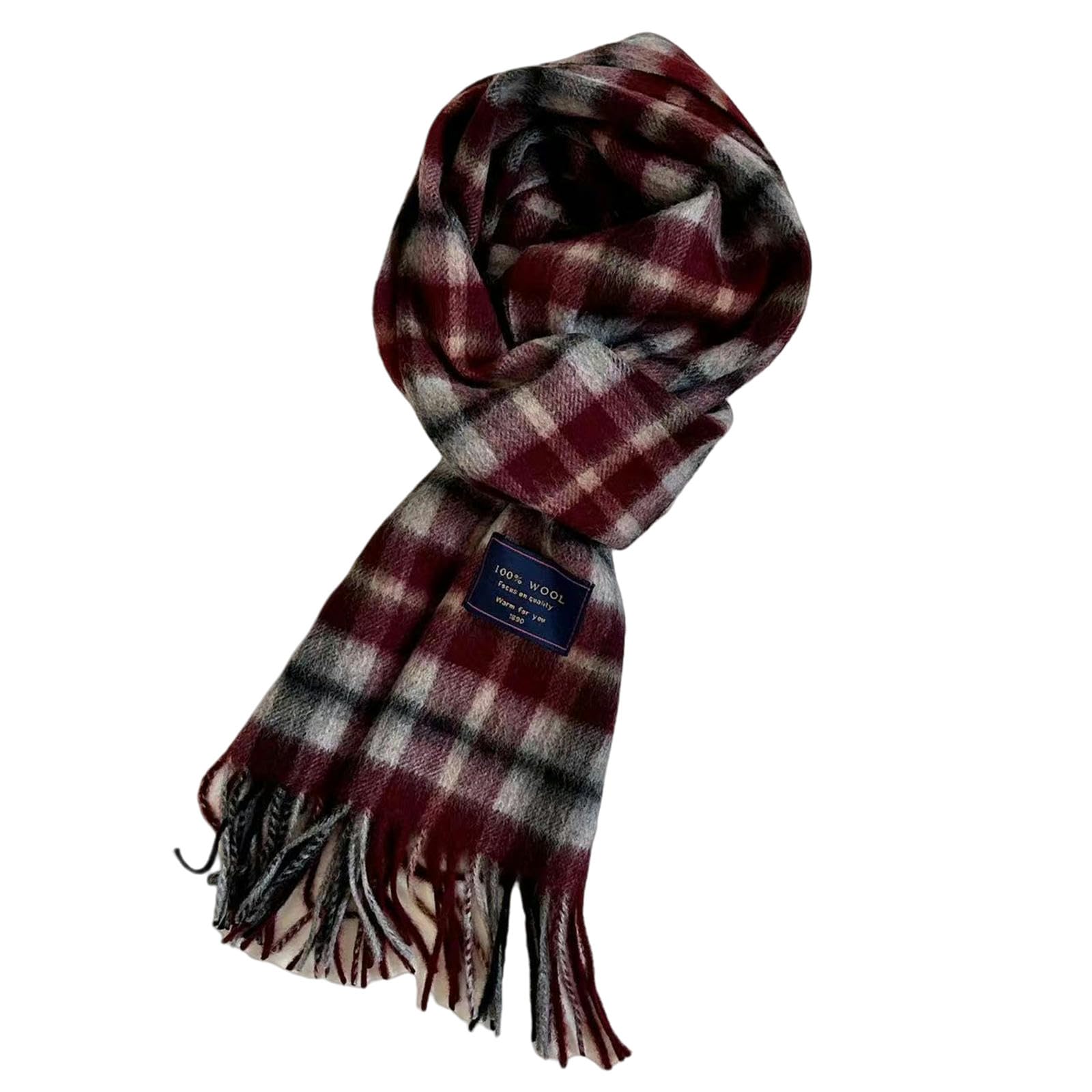 Sciarpa Donna Sciarpa da Donna in Lana A Leggera di Lusso, Unisex, Stile Coppia, Autunno E Inverno, Calda, Tutto-in-Uno, 33 * 180 Cm-Castagna Fritta
