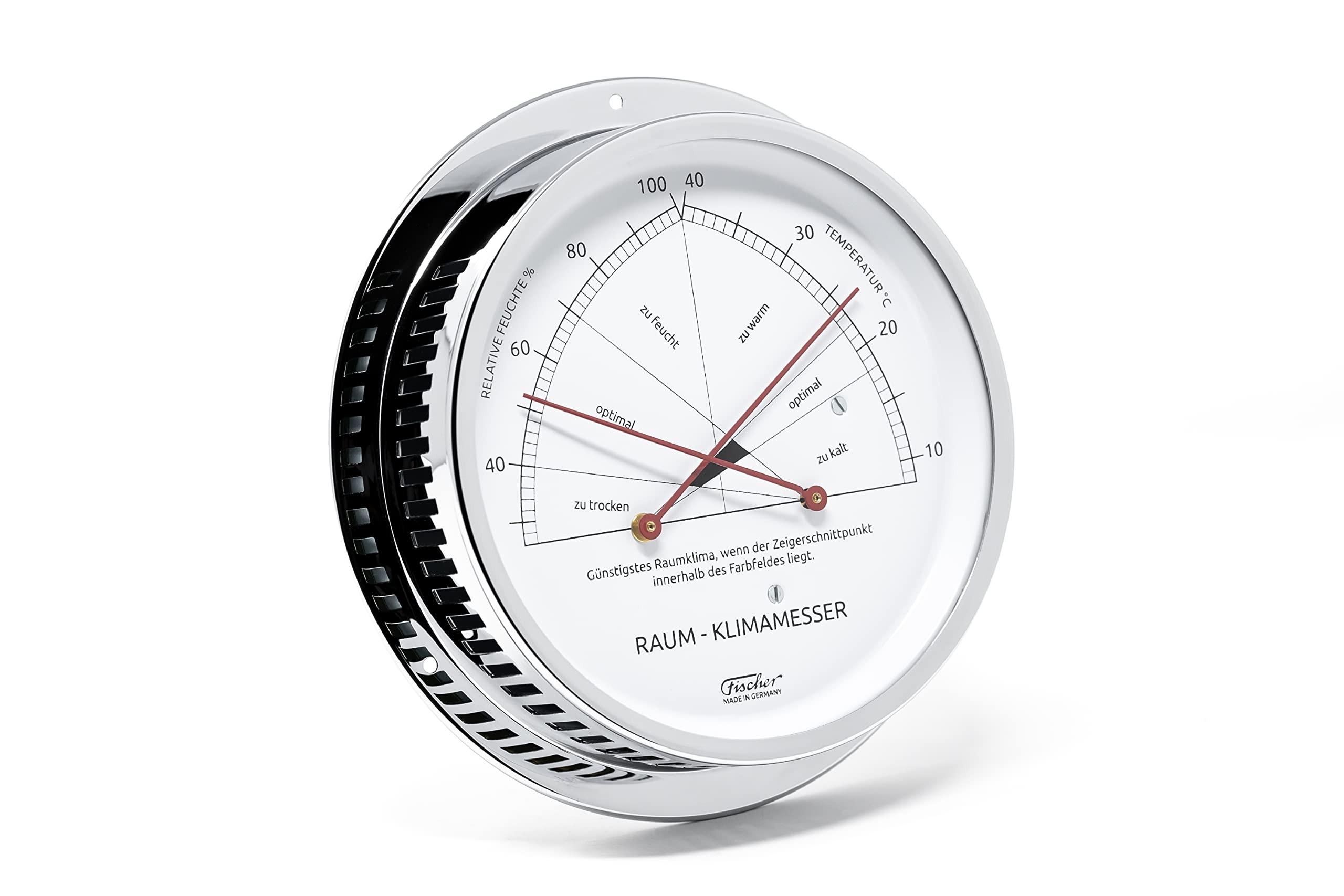 Fischer 5091-47 – Medidor de aire ambiente – Higrómetro sintético de 155 mm y termómetro bimetálico de latón fabricado en Alemania