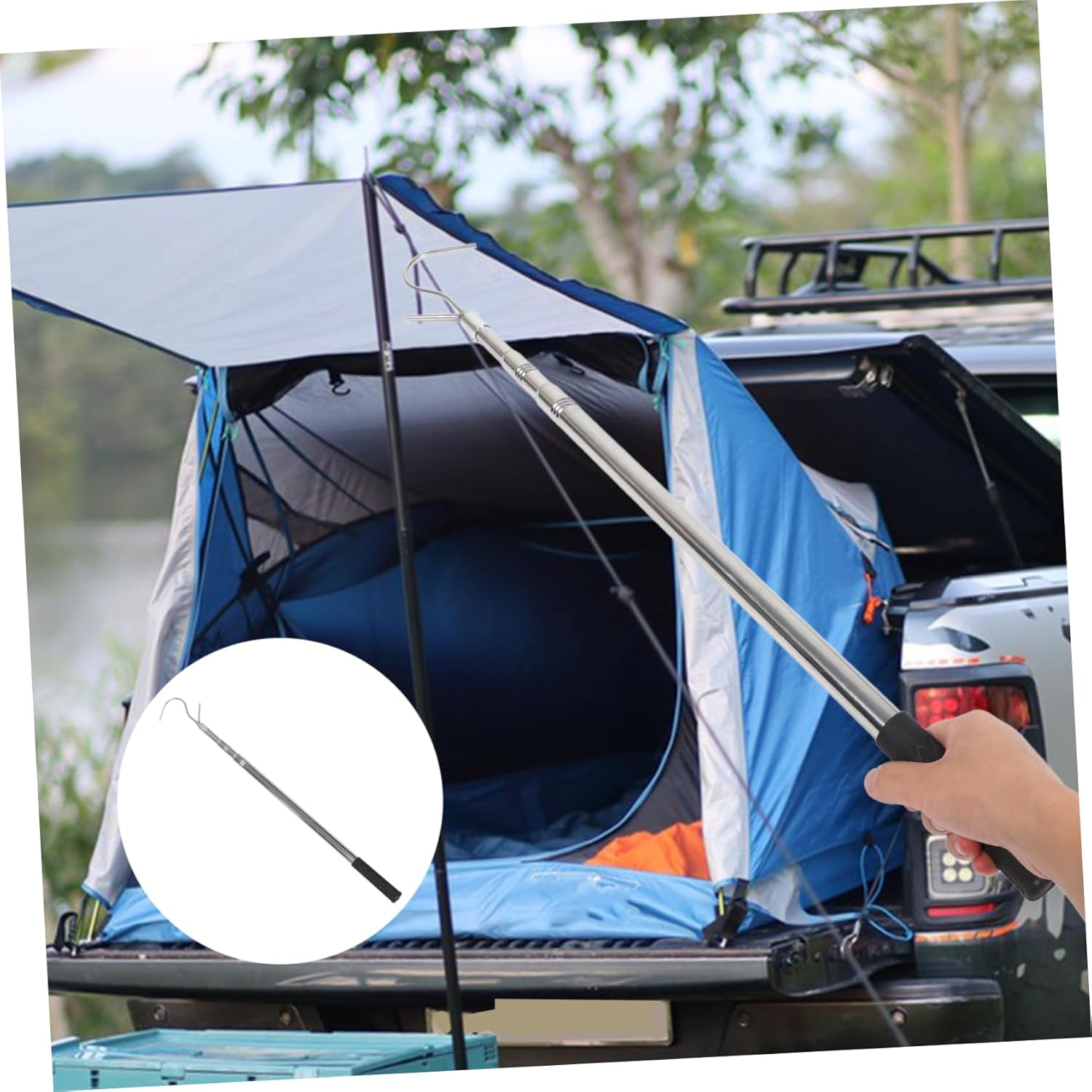 DECHOUS Rv Awning Pull Rod Adjustable Telescoping Awning Opener for Camping Canopy Portable Reach Pole Hook for Easy Setup and Storage Essential Tool for Outdoor Enthusiasts
