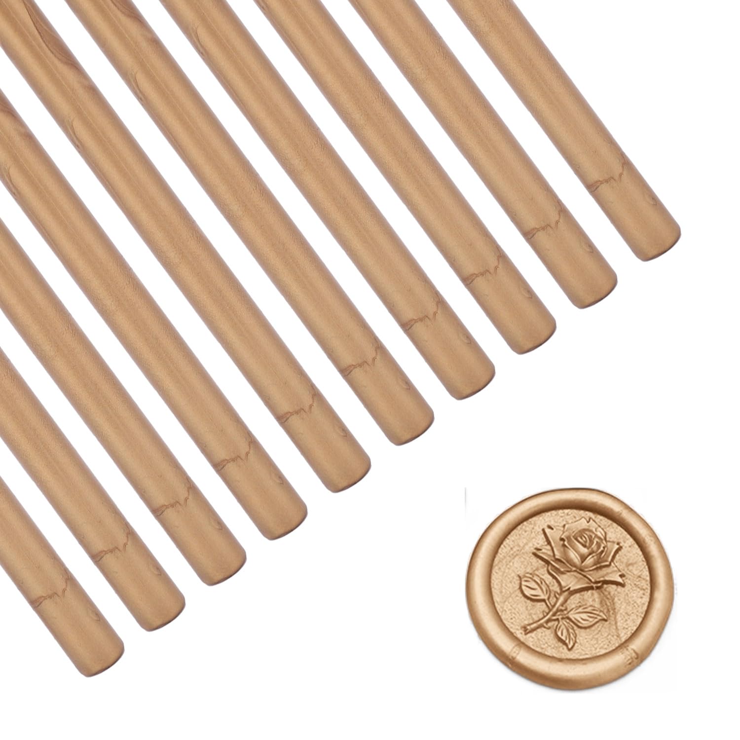 Tissting 10 Pcs Sealing Wax Sticks, 10cm x 7mm Ancient Brass Gold Glue Gun Hot Seal Wax Sticks for Wedding Invitations Letter Envelope Cards Crafts