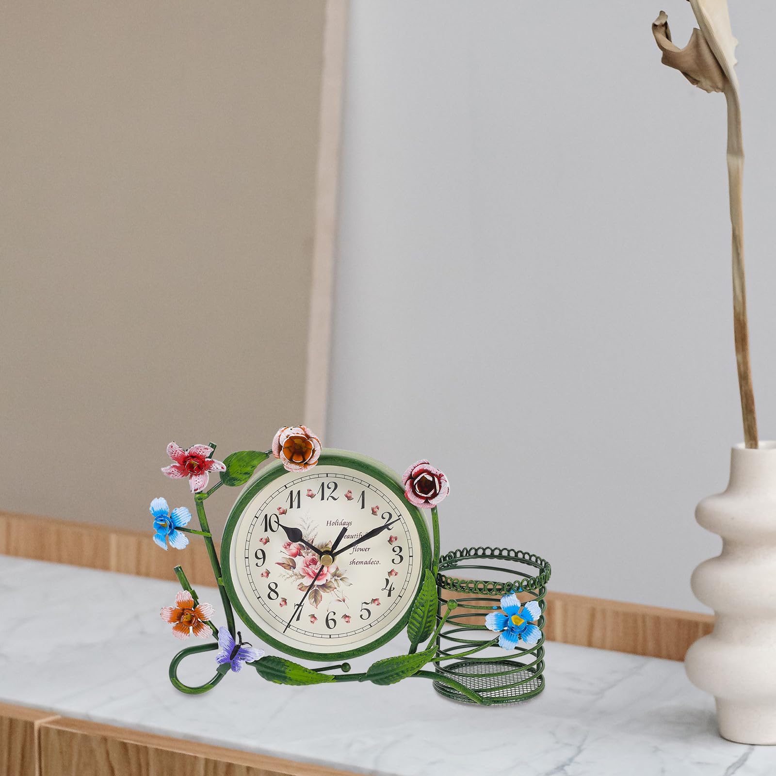 Reloj de Escritorio de Estilo Europeo, Silencioso y Retro para Oficina