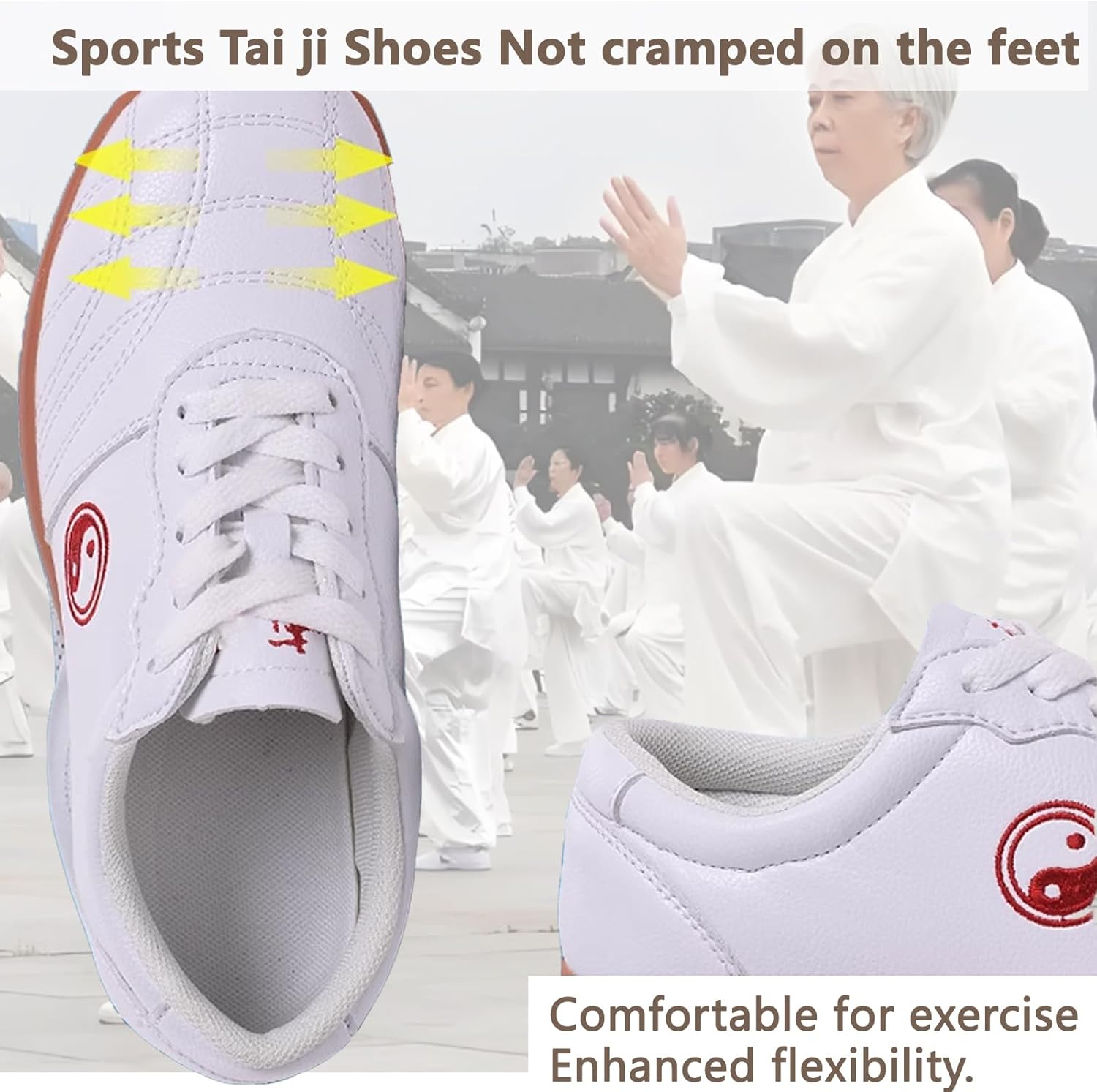 Tai chi Shoes for Women,Lightweight Chinese Martial Arts Kungfu Training Sneakers Leather Wide for Men, Breathable Tai Kwon Doe Karate Shoes Ladies Wu shu Tai ji Kongfu Sports(Size:39EU/245cm,Color: