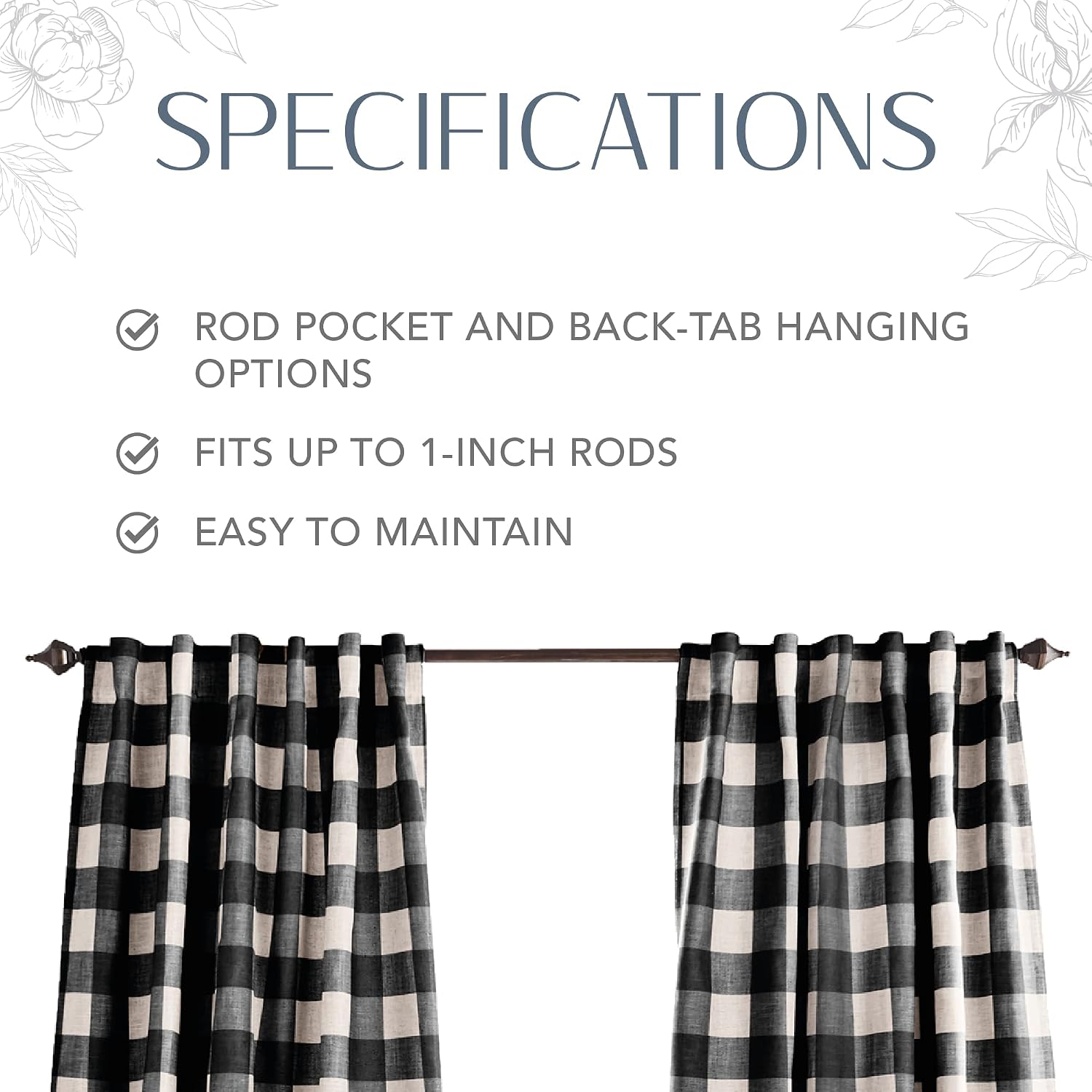 Elrene Home Fashions Farmhouse Living Grainger Buffalo-Check Blackout Window Curtain - Image 5