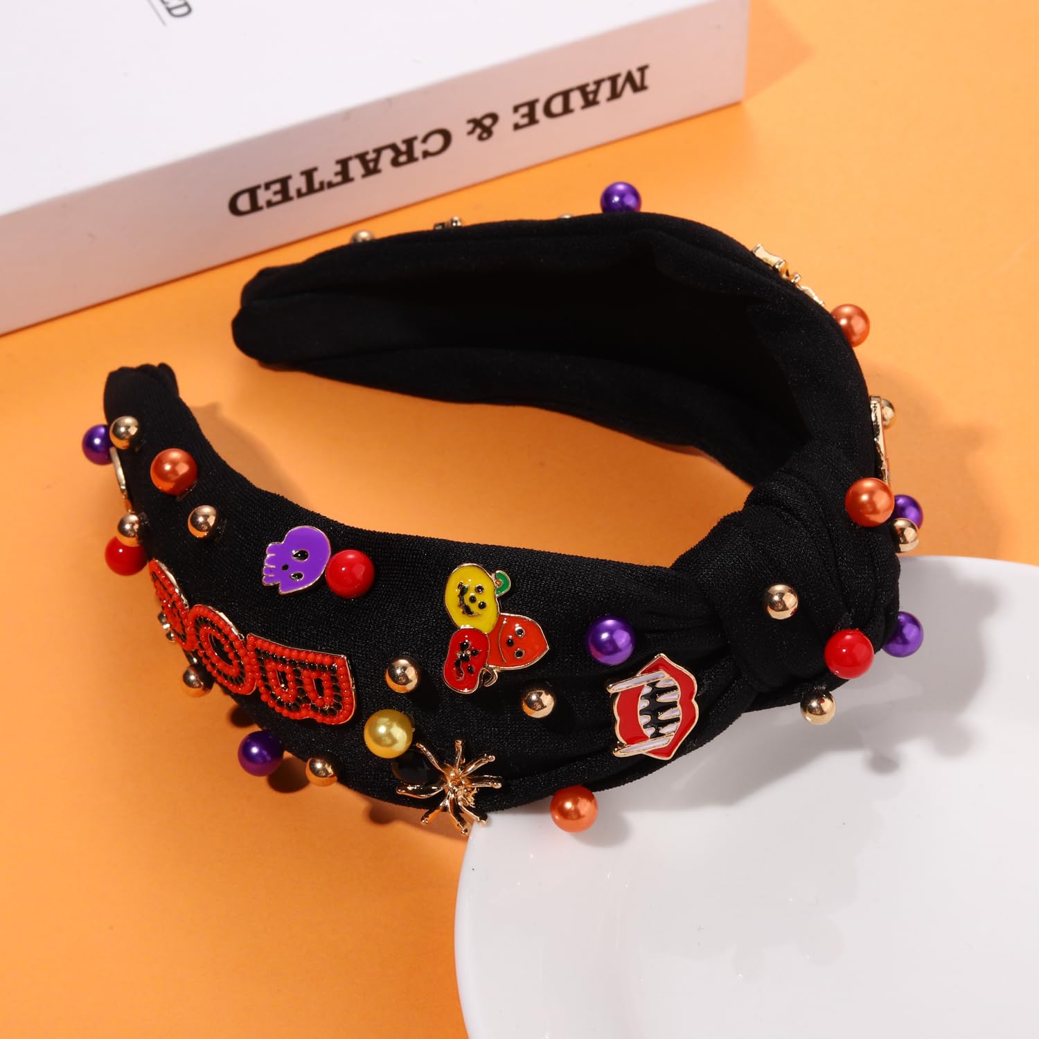 Halloween Headband Rhinestone Beaded Top Knot Accessories for Women Amazon.com : Halloween Headbands for Women Halloween  main image 4