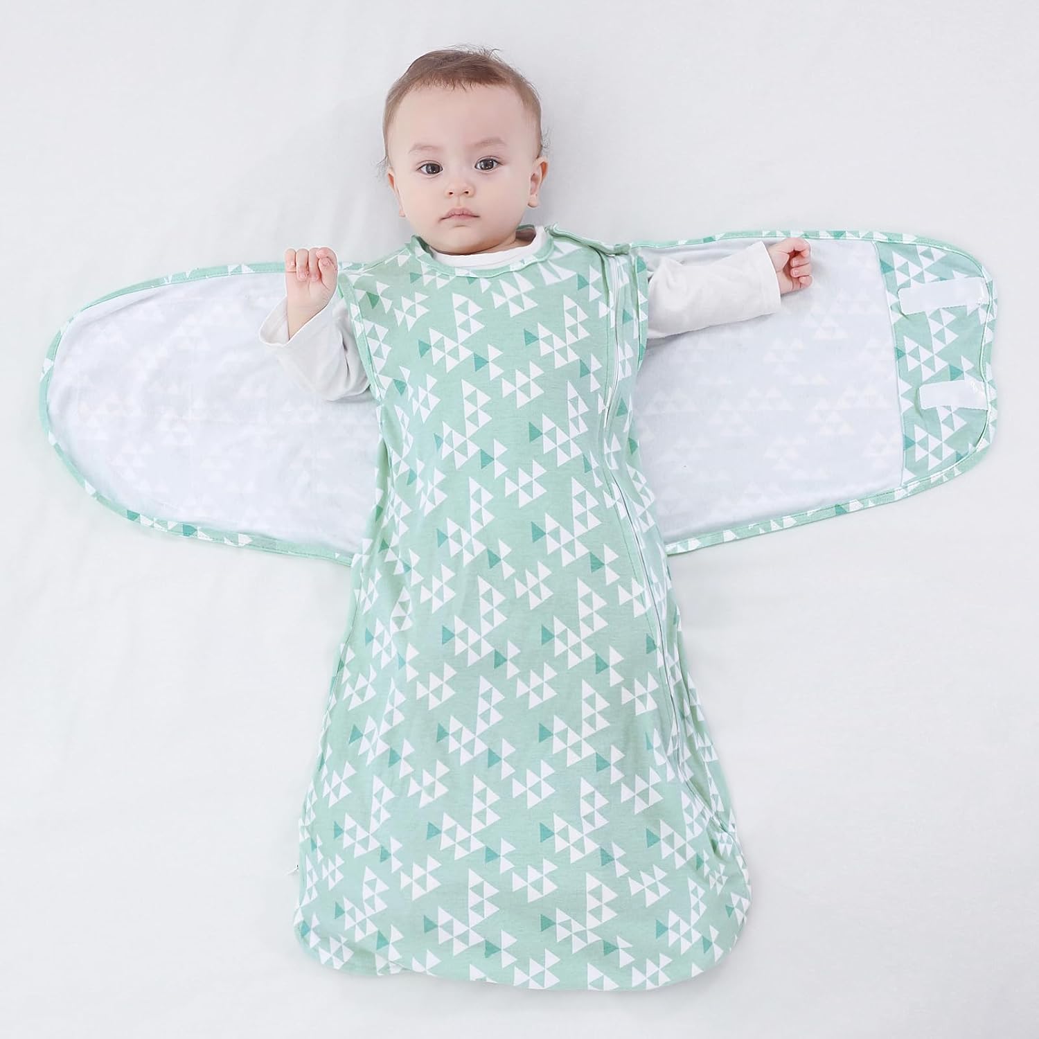 Sleepsack Swaddle,Sleep Sack 6-12 Months,Adjustable Wearable Transition Blanket,Miracle Swaddles for Babies Large,100% Cotton(Green) - Image 5