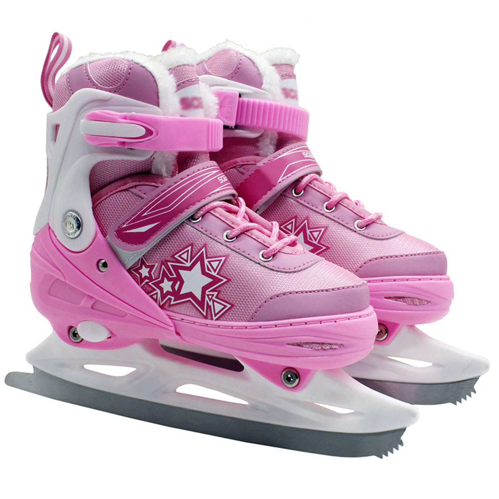 Patines de Hielo Ajustables,Patines de Hielo,Patines de Hielo artísticos,Sistema de Cordones rápido y Hebilla de Bloqueo Push-Lock,Ajustable 4 rangos de Tallas,para Principiantes