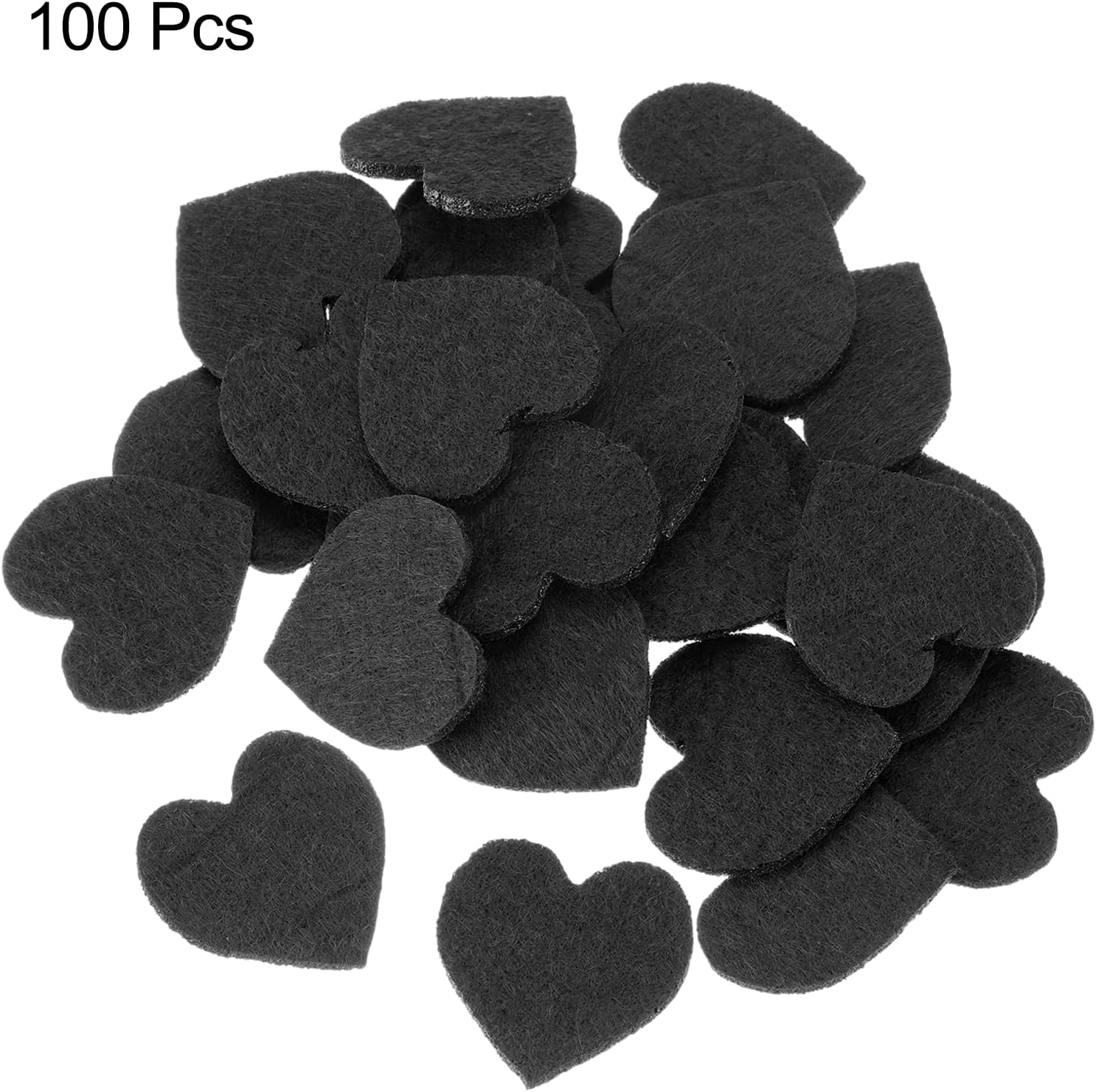 MECCANIXITY Felt Heart Shape Heart Pom Pom Valentine's Day Hearts Craft 2Inch x 2Inch for Sewing Scrapbooking Embellishment Home Wedding Decoration DIY Crafts, Black, Pack of 100