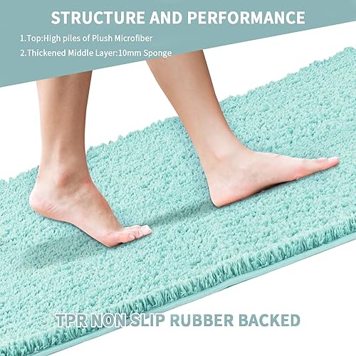 Miniatura 4 de Juego de alfombras de baño de 3 piezas con cubierta de inodoro y alfombras de inodoro en forma de U, juego de alfombras de baño de felpa suave con