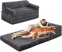 INVENHO Foldable Human Dog Bed: Orthopedic Egg Crate Memory Foam, 72x44 Inch Large Pet Bed with Washable Cover & Non-Skid Bottom