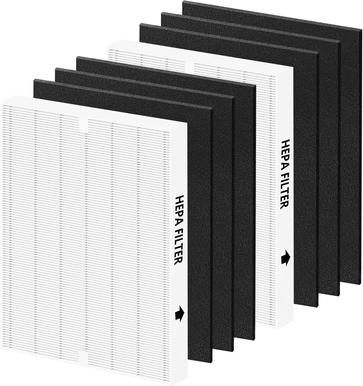 AP-1512HH Replacement Filter for Coway Airmega AP-1512HH and Airmega 200M Series Air Purifiers, Funmit 2 True HEPA Filter & 6 Activated Carbon Pre-Filters, Compared to Part # 3304899 8 Piece Set