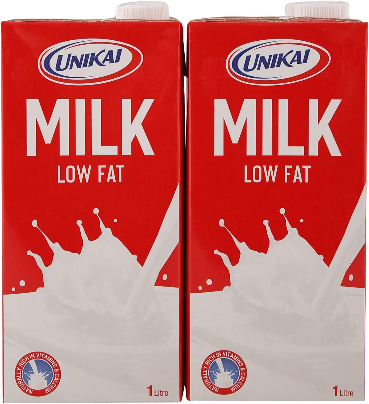 Unikai Low Fat Milk In Tetra Pack, 1 Litre (Pack Of 4)