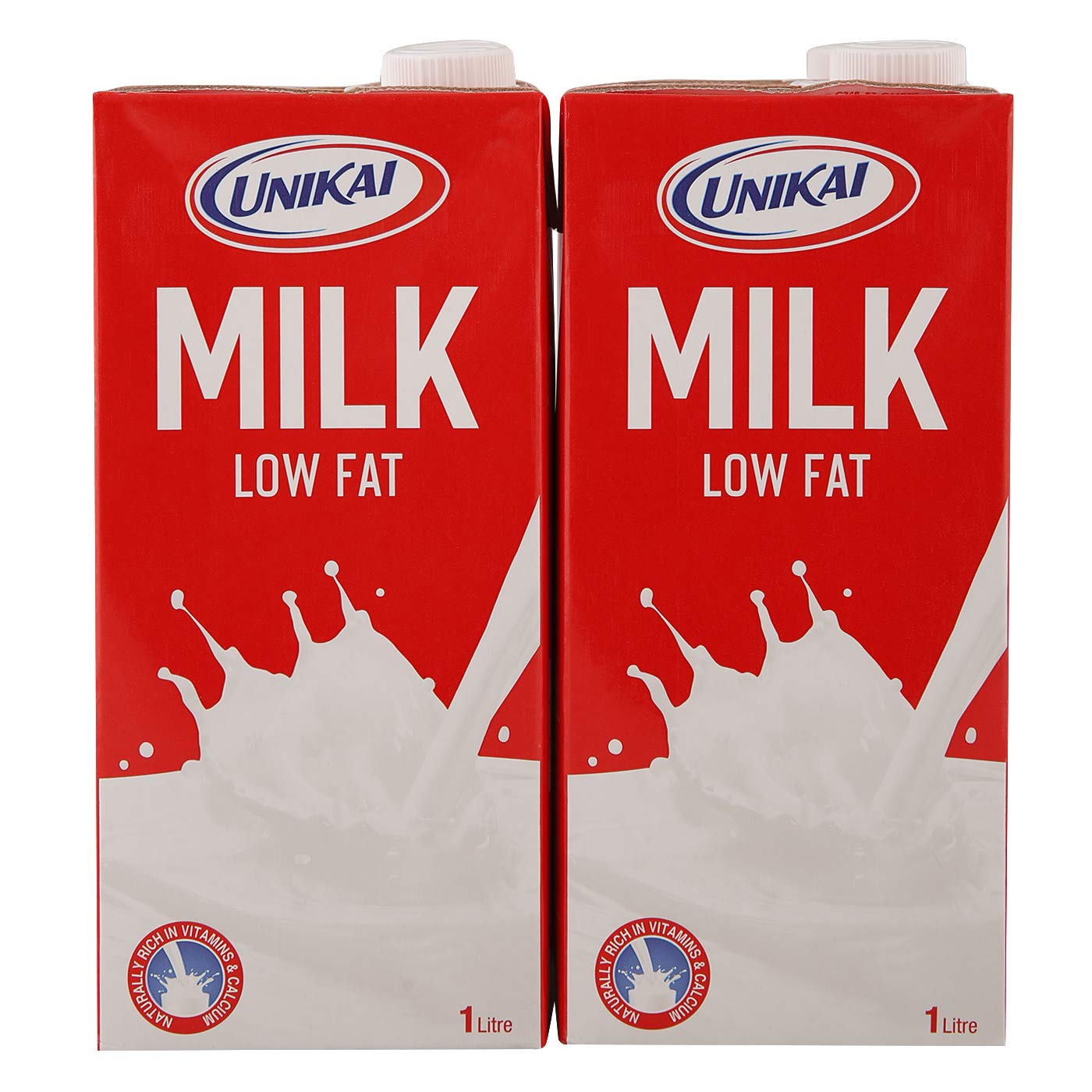 Unikai Low Fat Milk In Tetra Pack, 1 Litre (Pack Of 4)