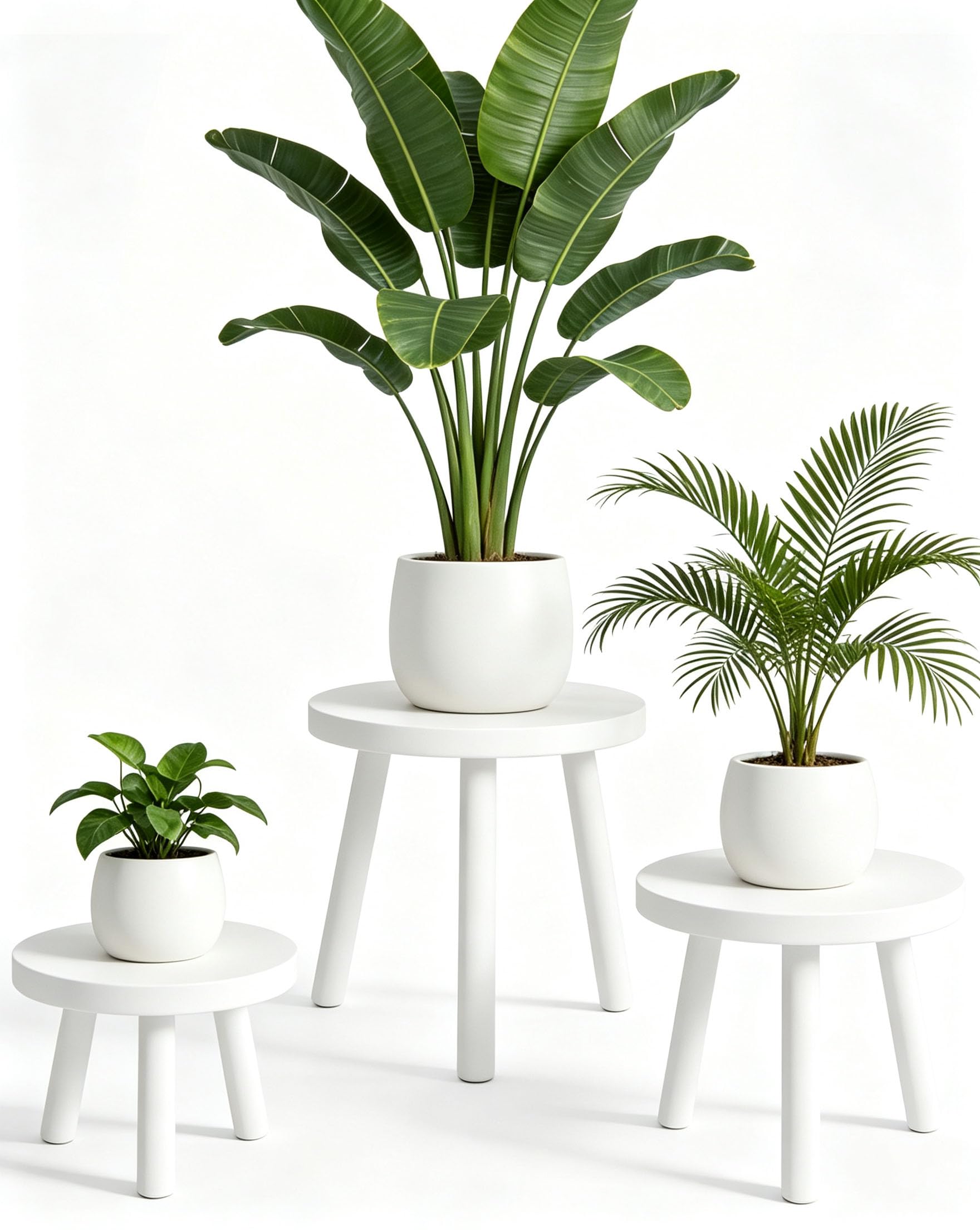 3-Pack Wood Plant Stands Indoor, Single Plant Stand for 6-11Inch Pots