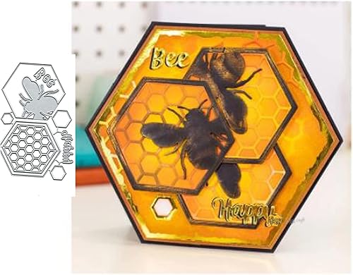 Miniatura 4 de Letras con marco de abeja de panal de abeja, troqueladas de metal, plantillas de corte de marco de flores de encaje para manualidades, álbumes de