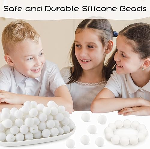 Vista 11 de CZWZ 160 cuentas de silicona negra, 0.59 pulgadas, cilíndricas, sueltas para hacer llaveros, bolígrafos, collares, joyas, pulseras, manualidades