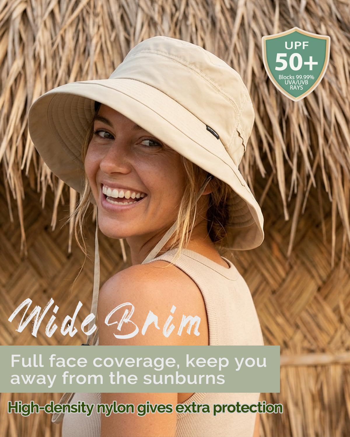 Creekstone Chapeau cloche imperméable pour femme UPF50+ à large bord, pliable, léger, pour randonnée, voyage en plein air