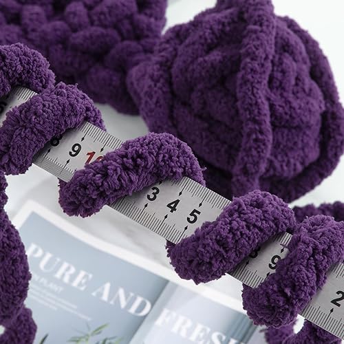 Vista 244 de HOMBYS Hilo de felpilla grueso y voluminoso para tejer a mano, hilo grueso y esponjoso para tejer a mano, hilo de felpa suave, paquete de 8