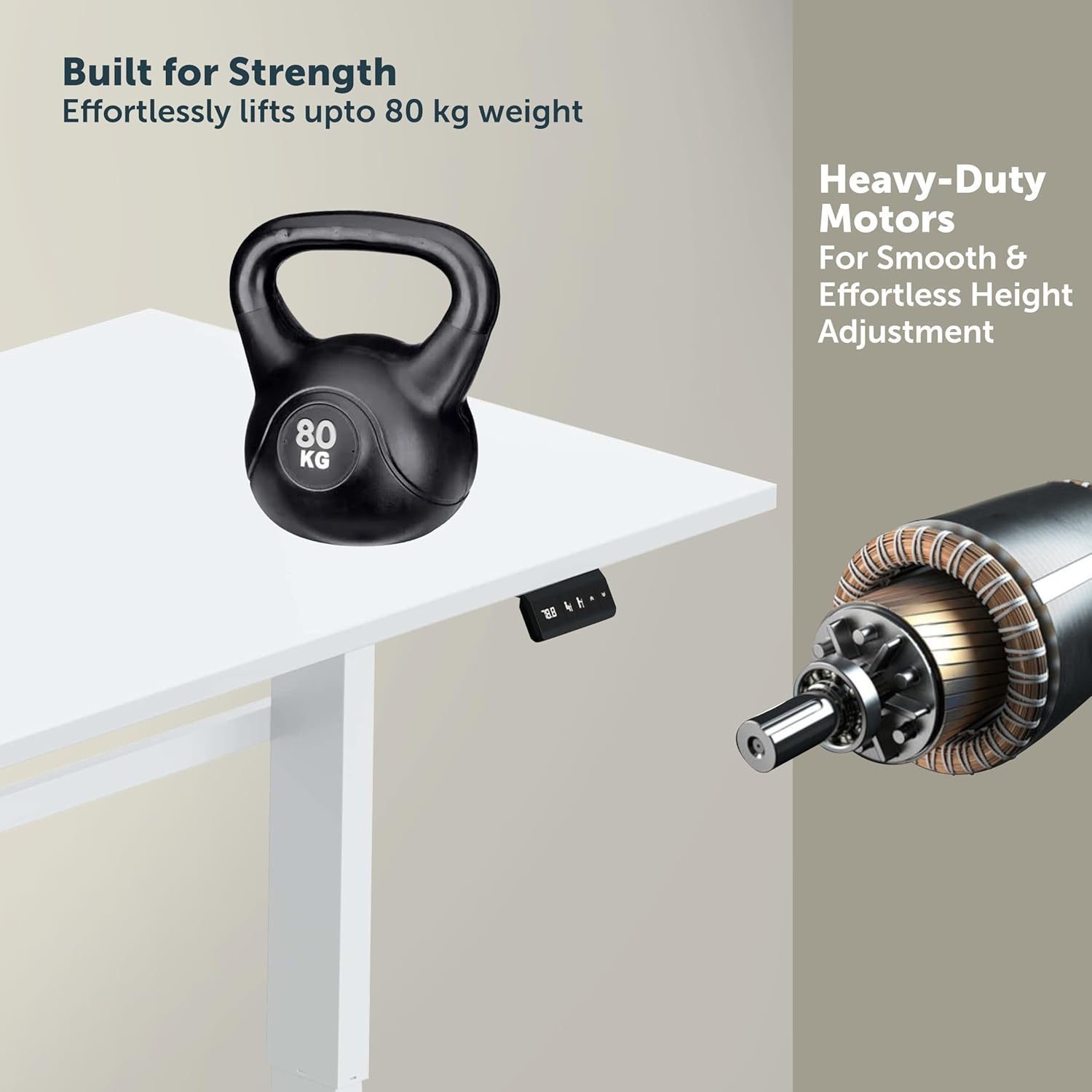 Jin Office Octave Neo Electric Height Adjustable Table| Standing Desk with 80 Kg Wt. Cap, 2 Year Warranty| Sit Stand Ergonomic Table with Memory Preset,Cup Holder| Stability Crossbar|White 1100*600mm 21 71pYadEFJmL. SL1500