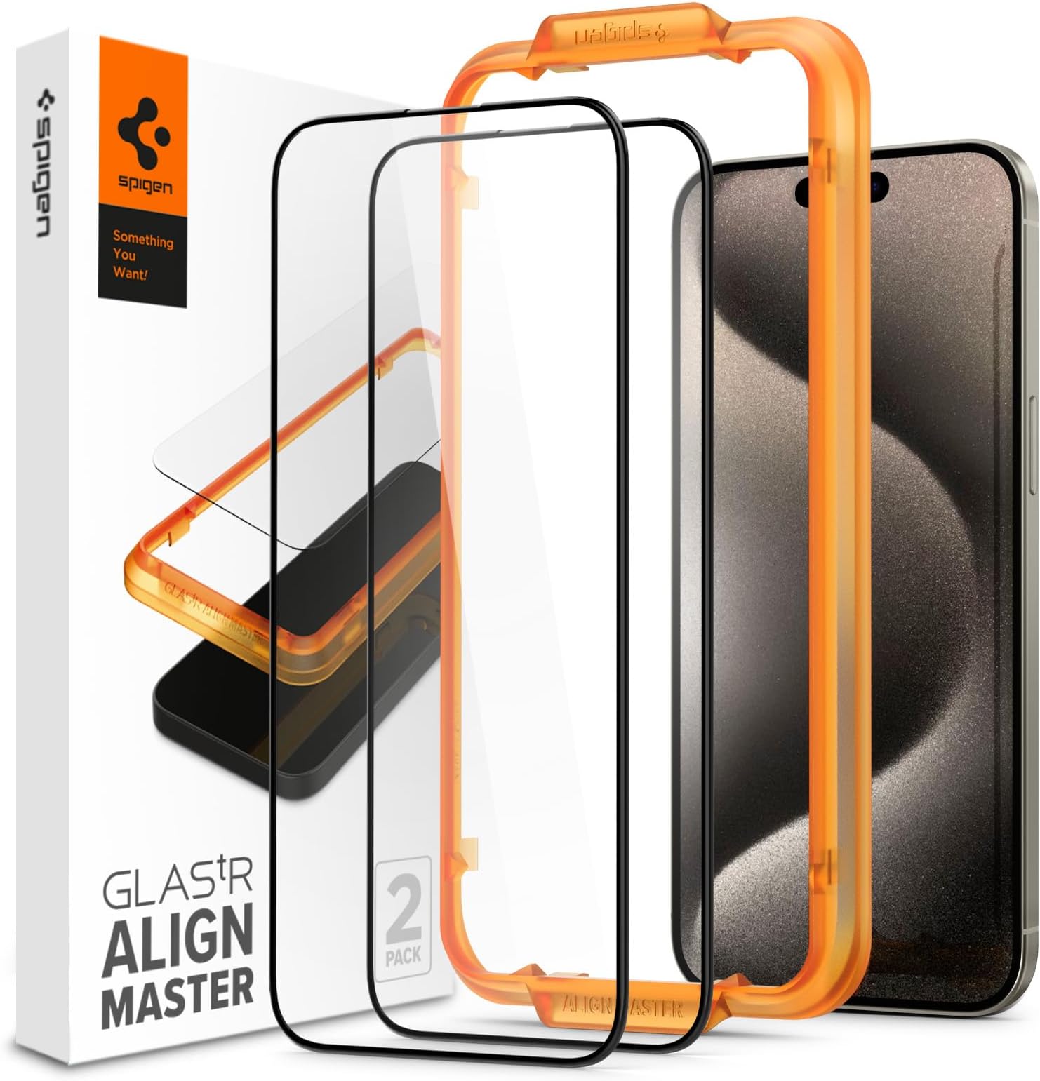 GLAStR Align Master Edge to Edge [2-PACK] designed for iPhone 15 Pro MAX Screen Protector (2023) Premium Tempered Glass - Full Cover [2 PACK]