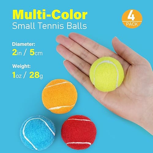 Miniatura 5 de Prime Pets Pelotas de tenis para perros, paquete de 4, mini pelotas de tenis duraderas de alto rebote de 2 pulgadas para perros, pelota chirriante