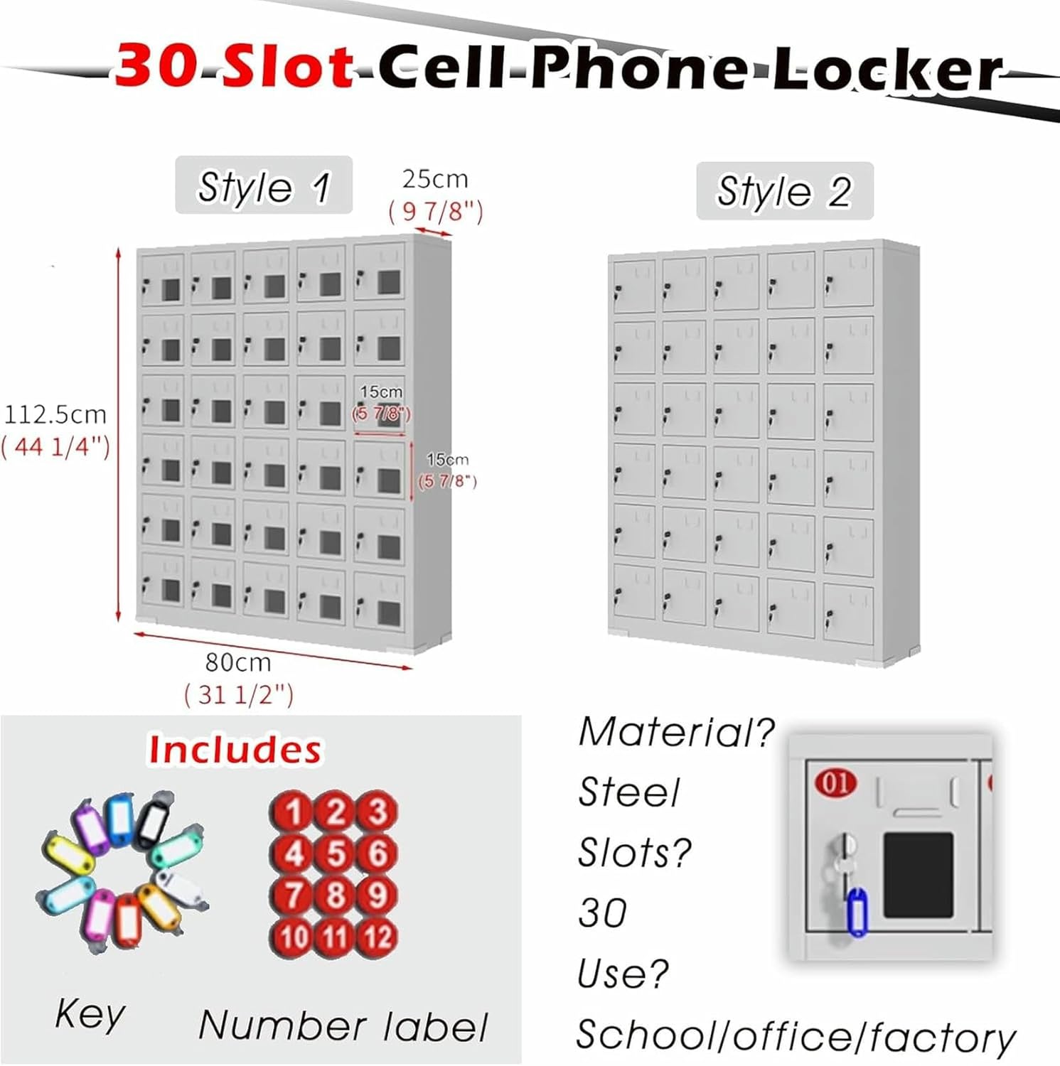 Cell Phone Locker Box - Secure Mobile Phone Storage Lockbox, for Offices, Exam Halls, Laboratories, Saunas - Safe Phone Storage Cabinet for Workplaces