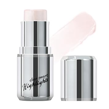 Pearl White Highlighter Stick for Glass Skin, Dewy Finish Radiance Shimmer Watercolor Face Highlighter Balm, Multi-Use Long Wear Waterproof Natural Glow Highlighter Contouring Stick Makeup#01