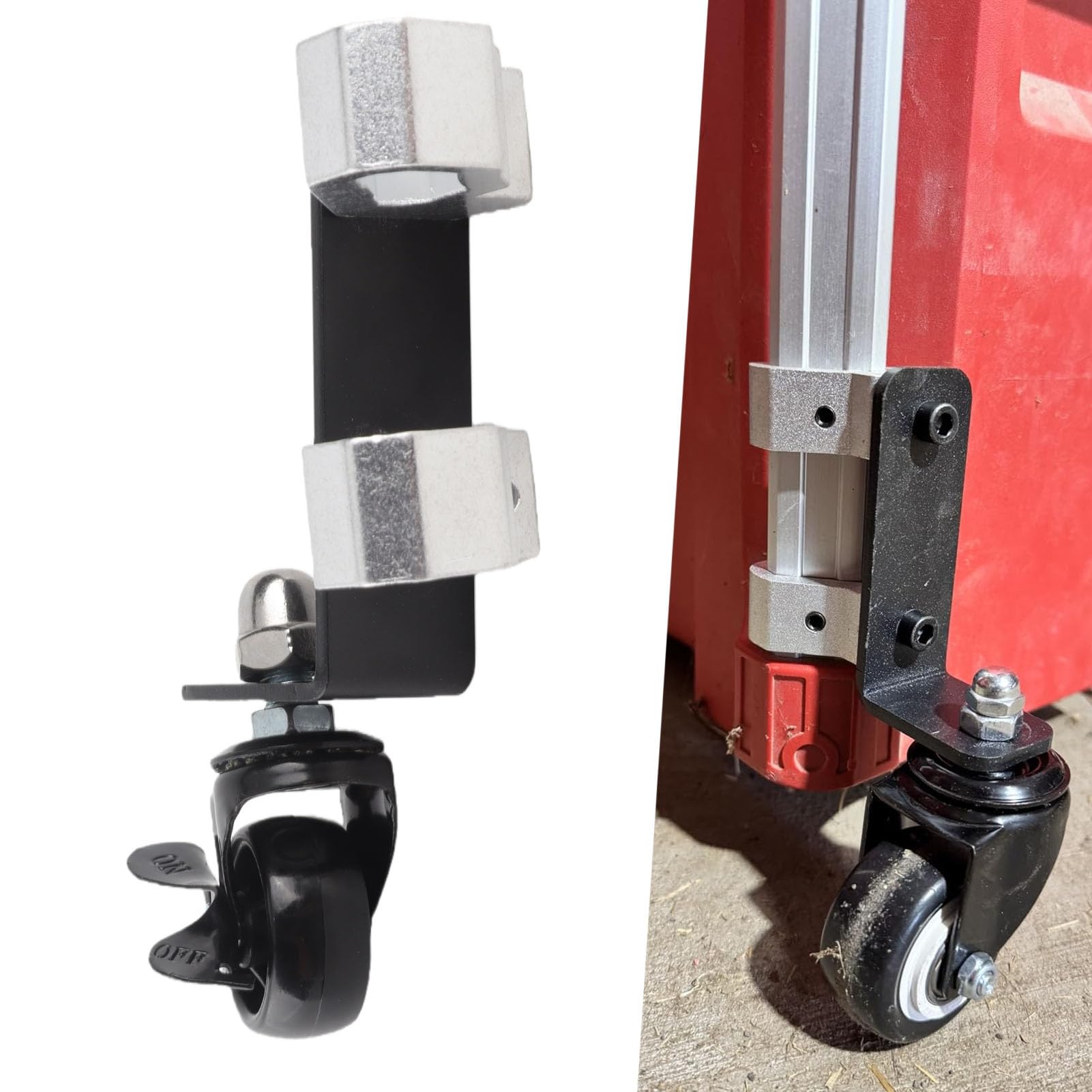 Lot de 2 Roulettes Avant pour Boîte à Outils Roulante avec Frein, Construction en Acier, Roue Pivotante Avant, Accessoires de Boîte à Outils