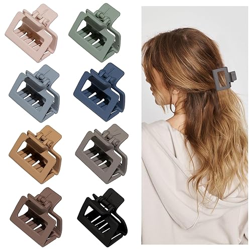 Miniatura 2 de cobinaan Pinzas de pelo de garra mediana para mujeres y niñas, pinzas rectangulares mate pequeñas de 2 pulgadas para cabello finogrueso medio,