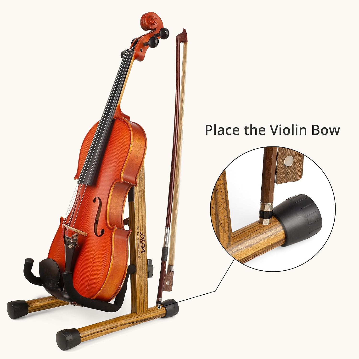 DIDA Guitar Stand, Wooden A-Frame Stands for Acoustic Guitar, Violin, Ukulele, Electric Guitar, Bass, and Cello with Non-Slip Padding for Home and Travel (Zebra Wood, Ukulele&Violin)