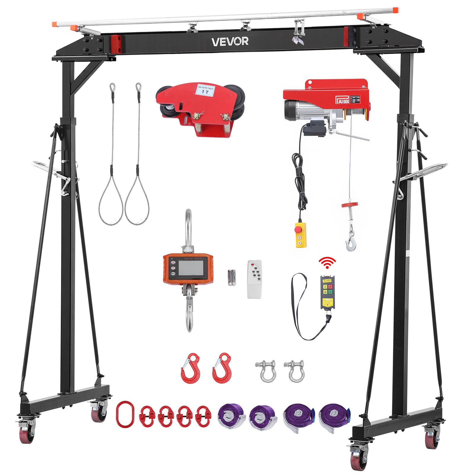 VEVOR Grue à Portique Mobile 997,9kg, Portique de Levage, Hauteur Réglable