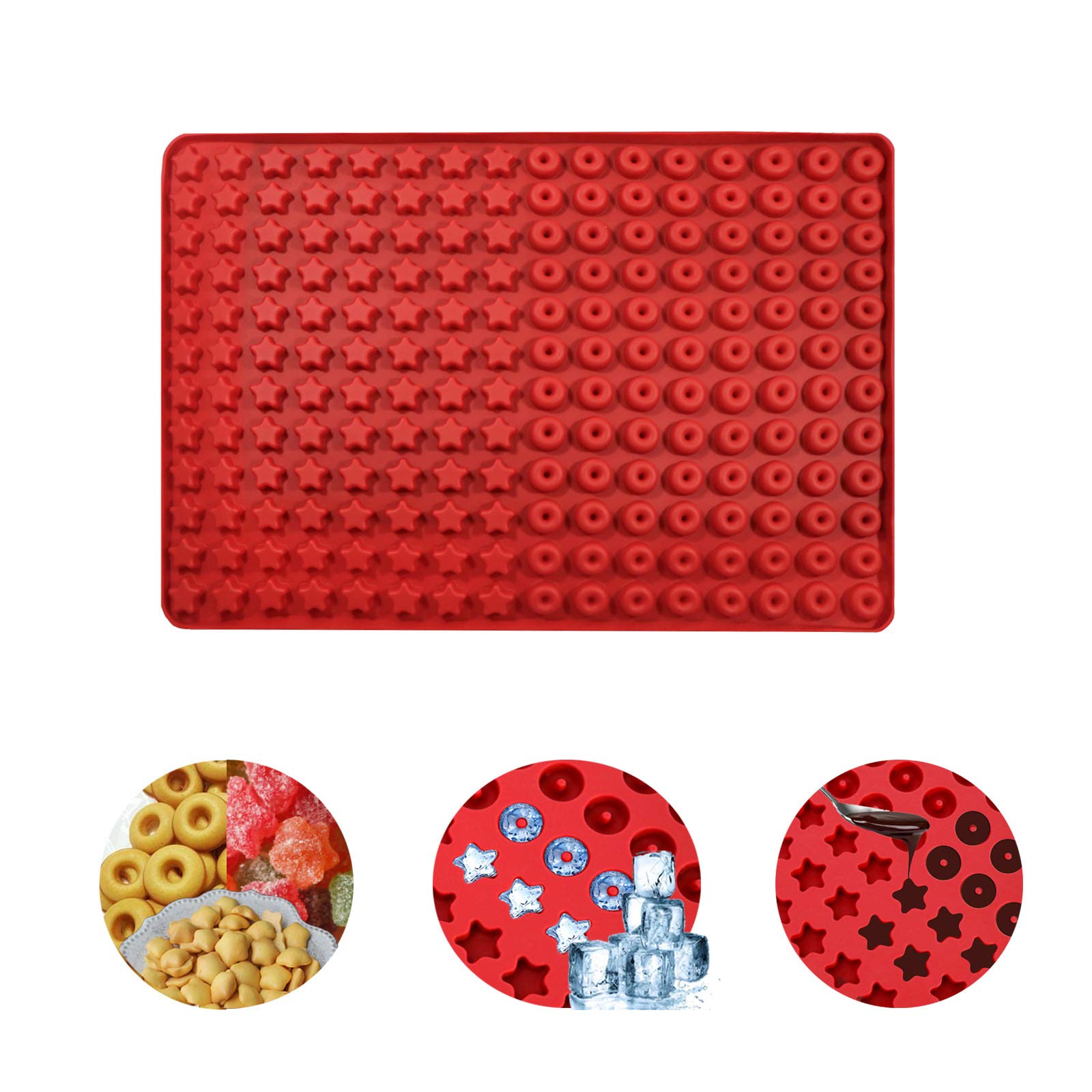 Mini Chocolate Chip Mold Candy Molds Silicone,2 Different Shapes of Star and Donuts Nonstick Food Grade Mold for Cookies Pet Treats, Chocolate, Baking Mold Small Dot Cake Decoration