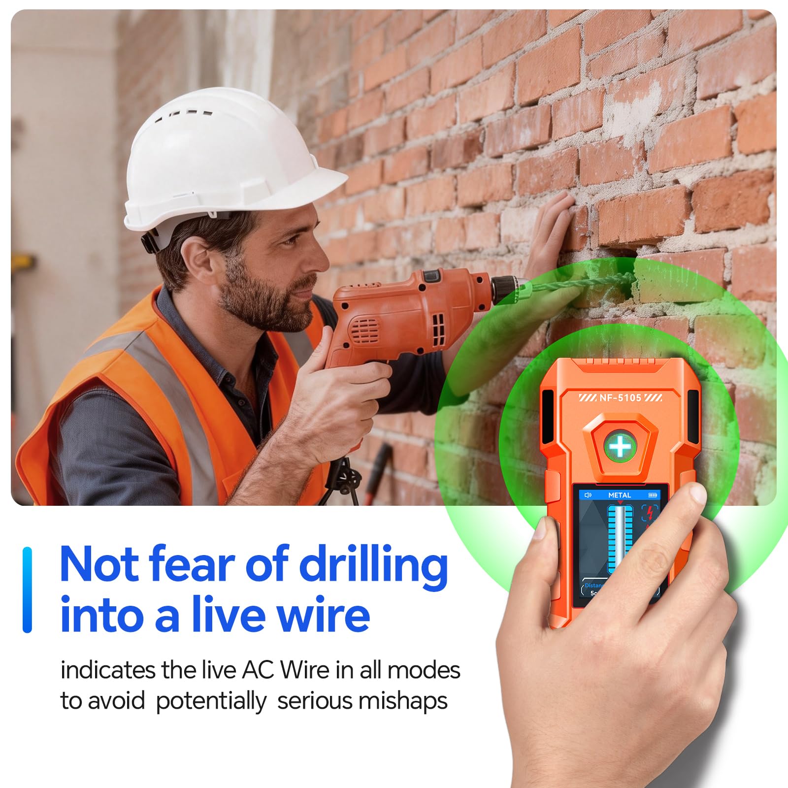 Herramienta de escáner de pared con chip inteligente y pantalla LCD, detector de vigas para el centro y el borde de madera, alambre de CA y metal, vigas de tubería