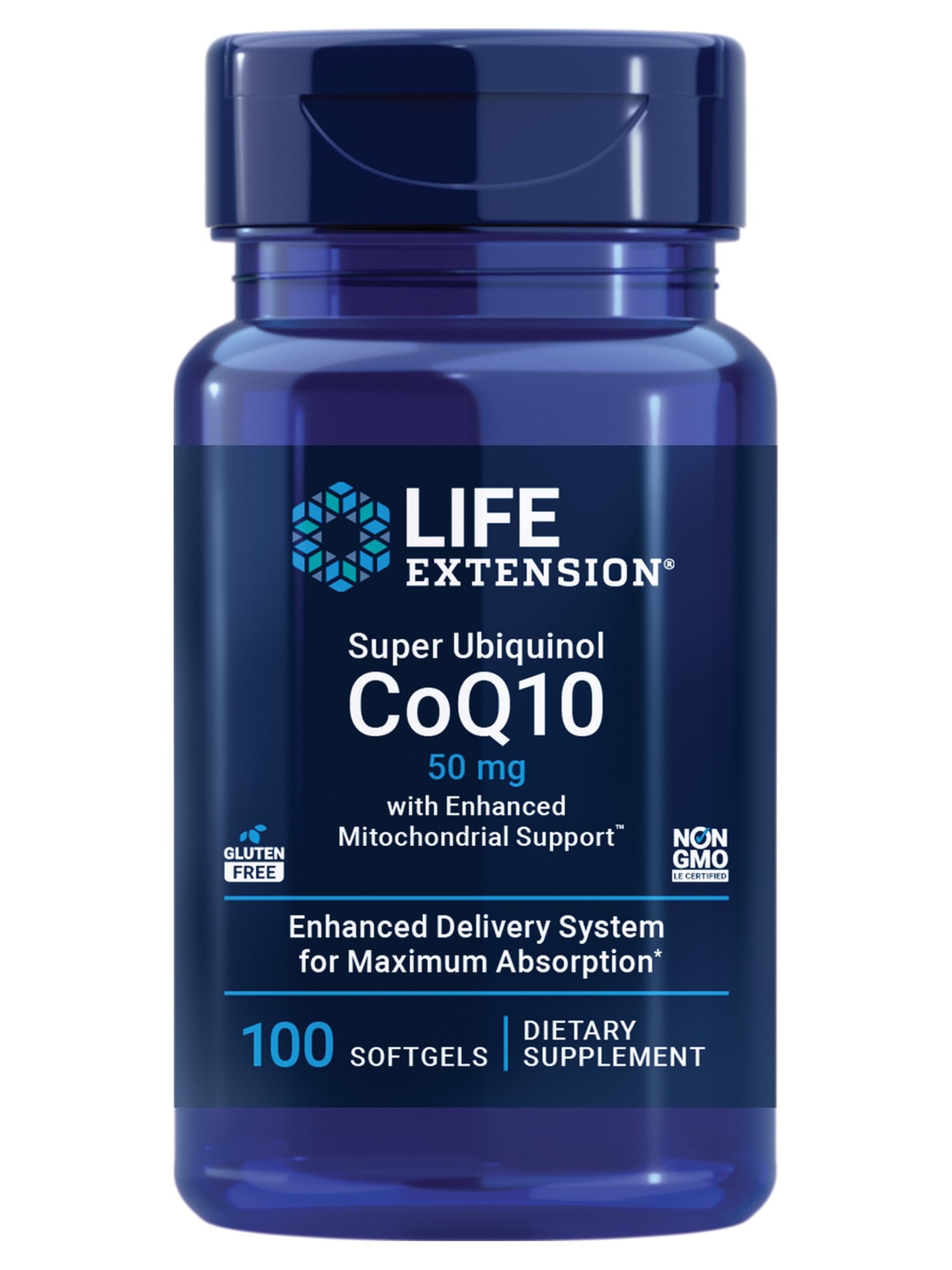 Life ExtensionSuper Ubiquinol CoQ10 with Enhanced Mitochondrial Support, 50 mg, 100 Count