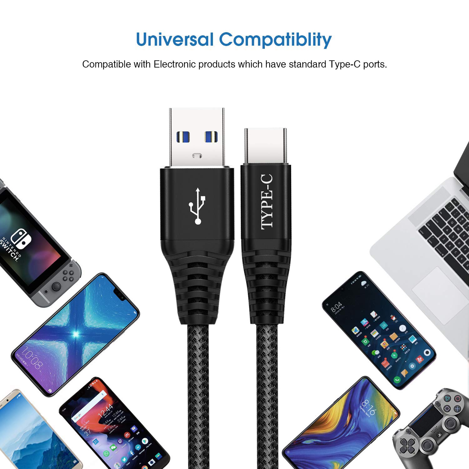 One-Day Sale: Up to 60% Off USB C Charger Cable Charging Cord For Motorola Moto Z3 Play/G7(Power,Play,Plus)/G6/G6 Plus/Z2 Force/Z2 Play/X4/[Not For G6 Play],Google Pixel 2 3 xl/Nexus 5X/6P,USBC Fast Charge Phone Cord 2Pack 6.6FT