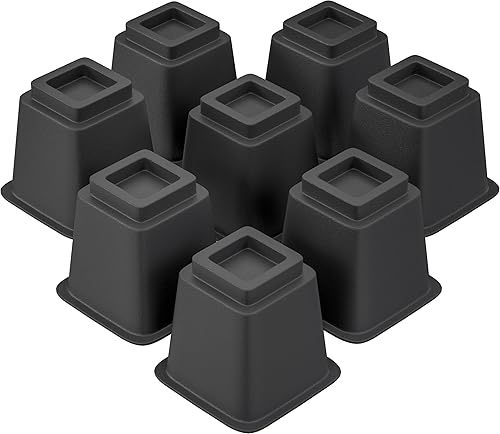 Lufia Juego de elevadores para muebles de cama, 8 elevadores de cama resistentes para almacenamiento y apoyo, elevadores de cama apilables, añade 5