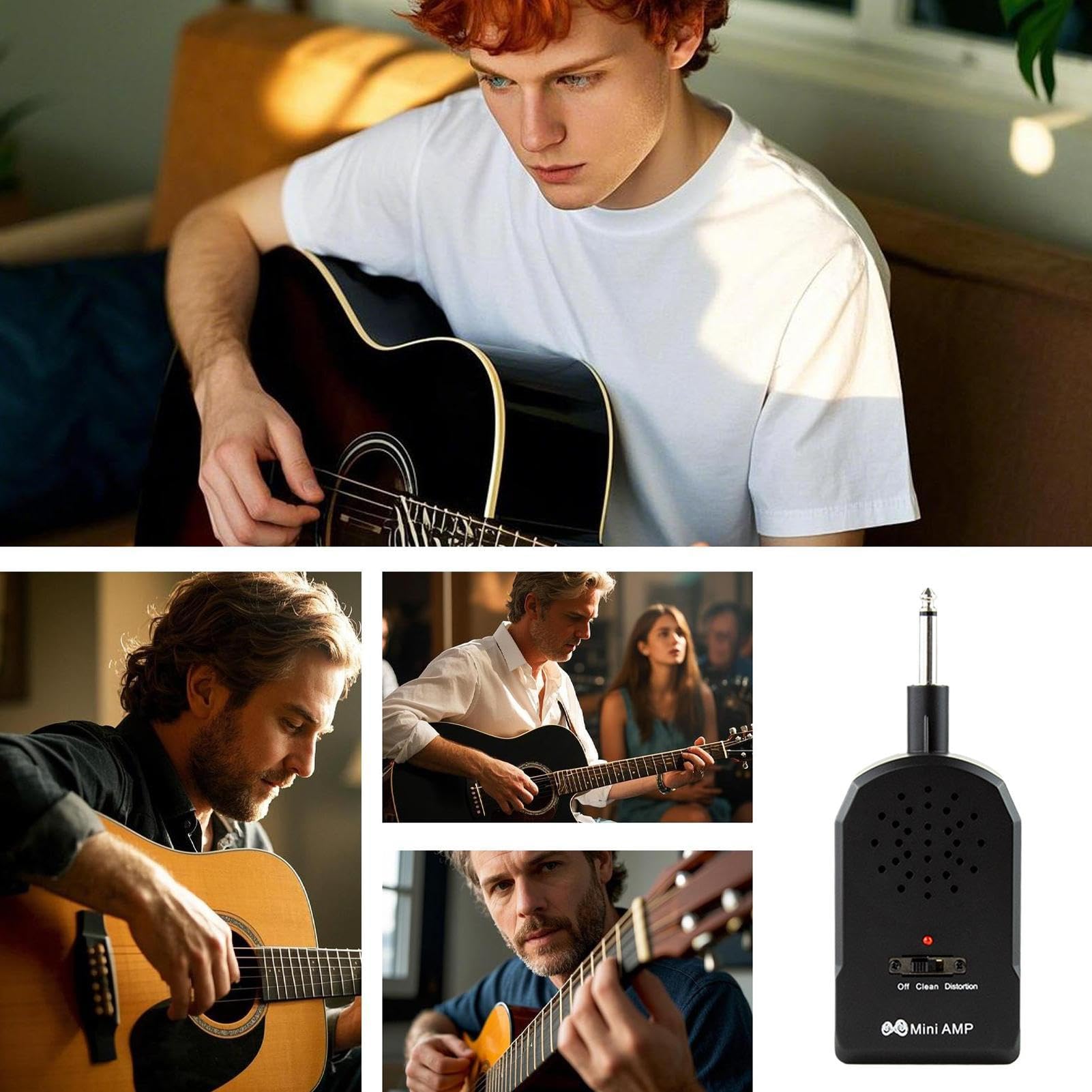 Amplificador de guitarra – Mini amplificadores inalámbricos portátiles para guitarra eléctrica y bajo con efectos integrados | Dispositivo musical compacto para estudio, casa, concierto
