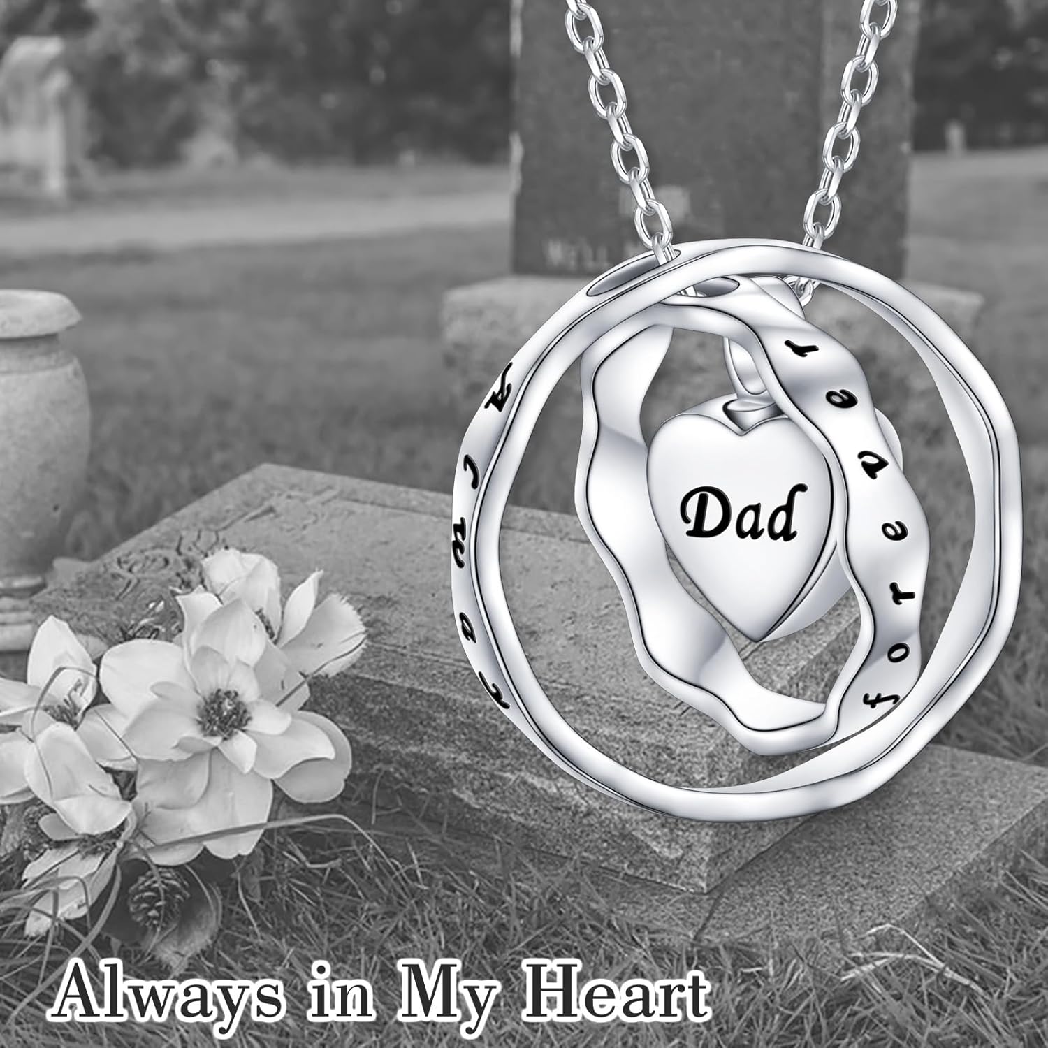 Ladytree Cremation Urn Necklace for Ashes 925 Sterling Silver Forever in My Heart Keepsake Memorial Pendant Waterproof Urn Jewelry for Women Men - Image 9