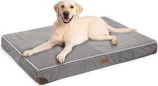 FUKUMARU Orthopädisches Hundebett - 91x56x9 cm, waschbares Hundekissen mit wasserdichter Gewebeschicht, kuschelige Hundematte, Hundematratze, Anti-Rutsch Hundecouch, grau.