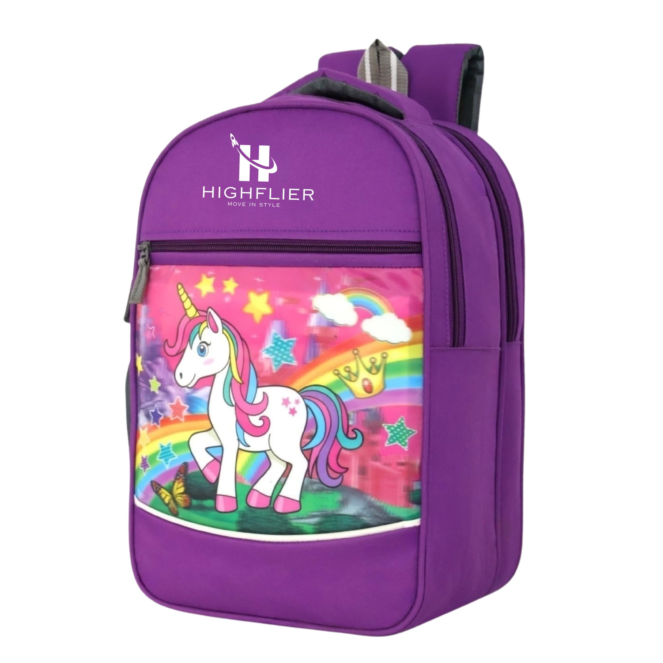 25L Stylish Lightweight School Backpack with Unicorn Rainbow Print for Boys & Girls, 36x28x18 cm, Pack of 1 (Purple)-image-32