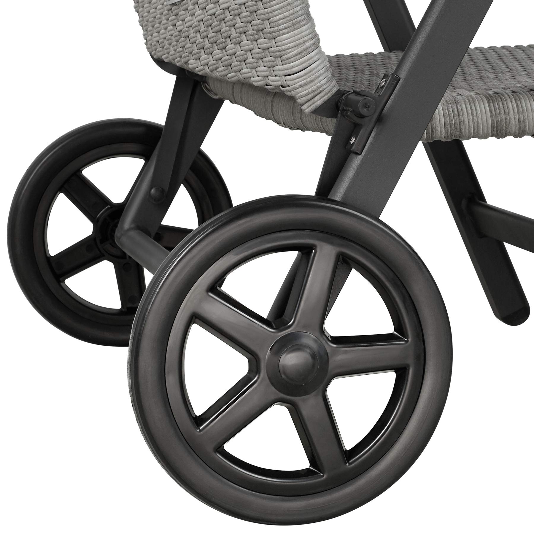 tectake 800722 Sedia a Sdraio con Rotelle, Rattan Sintetico, Regolato in 5 Posizioni, Giardino Terrazza Esterno, 194x75,5x57 cm -disponibile in diversi Colori (Grigio Chiaro | No. 403746)