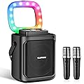 Karaoke Machine for Adults Kids, Portable Bluetooth Karokee Speaker with 2 Wireless Microphones, 24H Playtime & TWS Pair