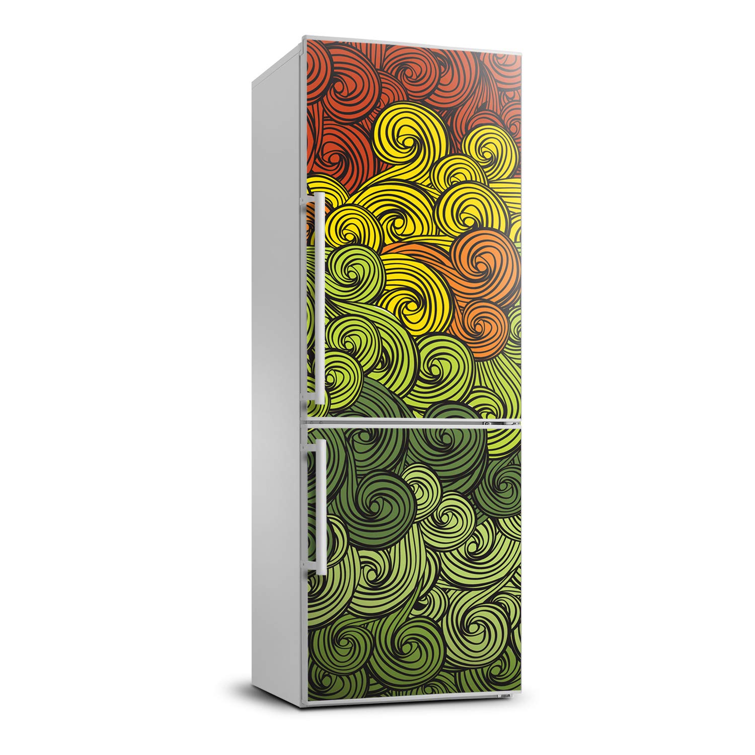 Autocollant frigo vagues colorées pour embellir votre cuisine ouverte
