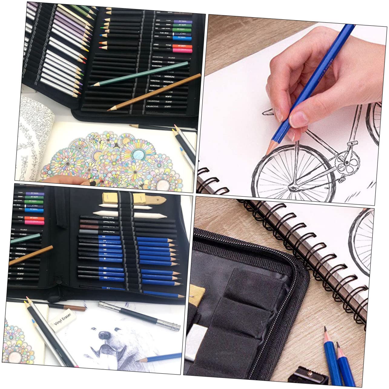 TEHAUX 72pièces Set De Crayons à Dessin Professionnels Crayons De Couleur Et Graphite Pour Artistes Pour Peinture Croquis Et Doodling